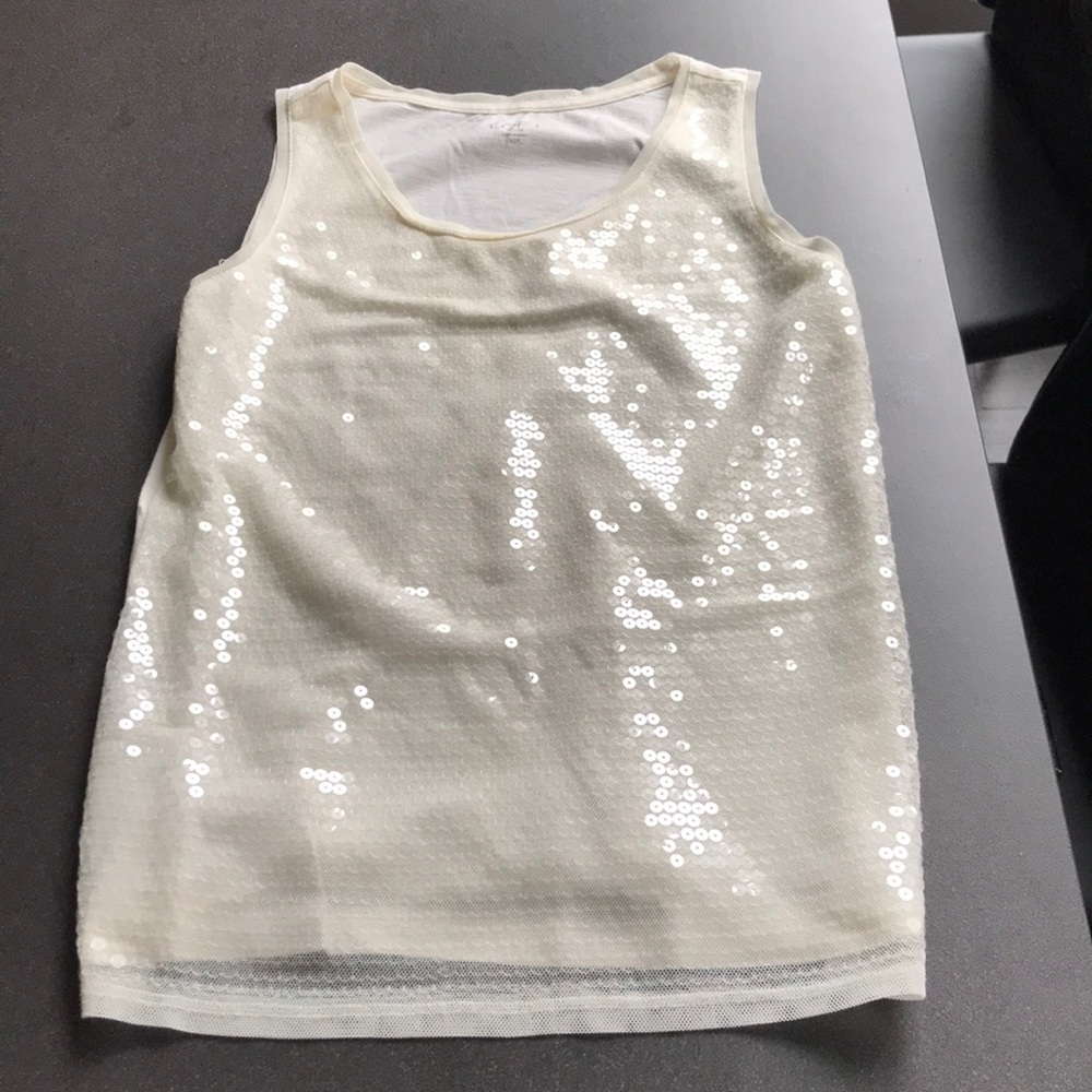 Ann Taylor cream sequin top